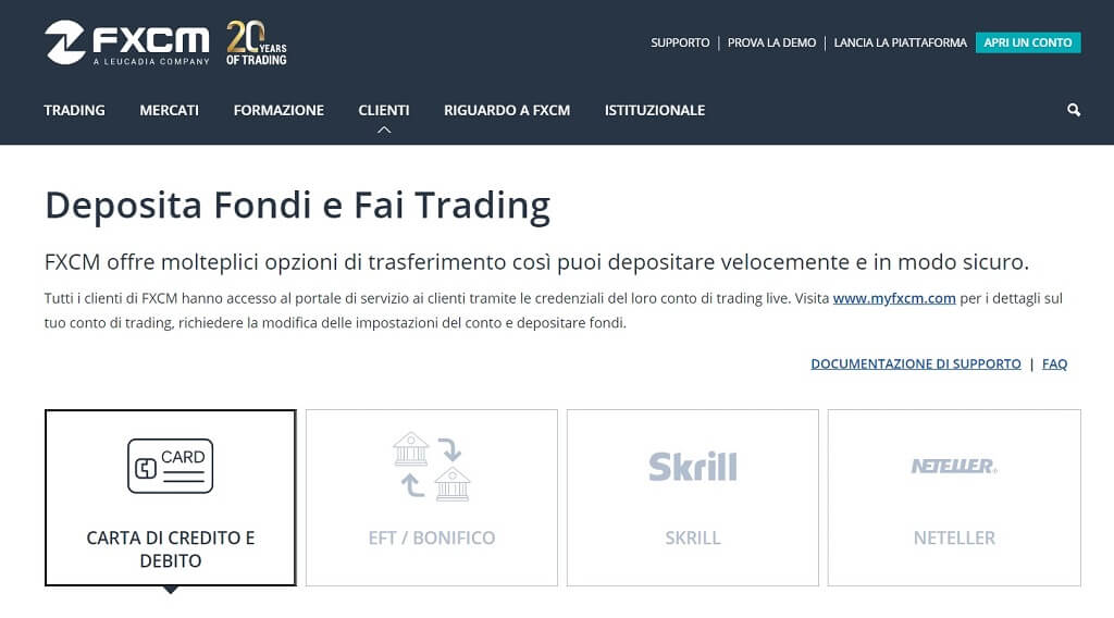 i depositi di fxcm