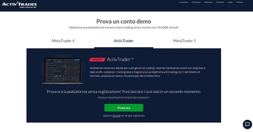 activtrades scegli la piattaforma demo