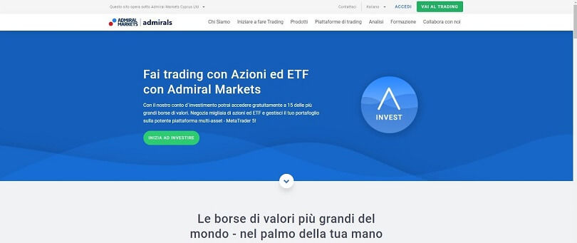 webpage degli etf su admiral markets
