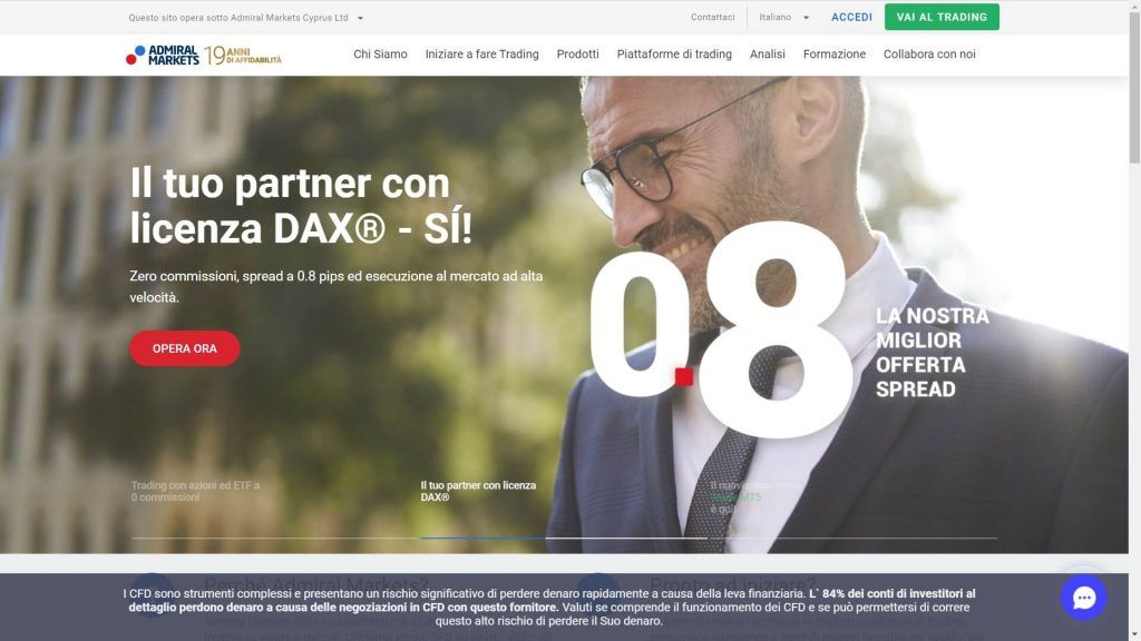 admiral markets homepage degli spreads di mercato