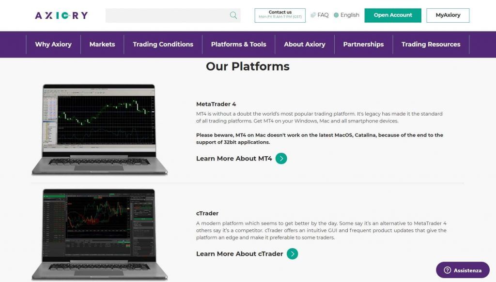 axiory piattaforme di trading