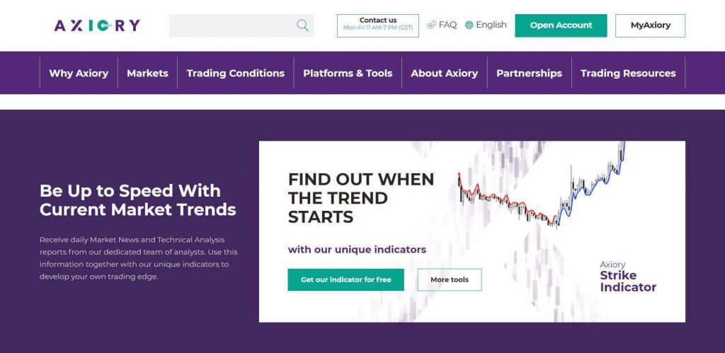sezione trend di mercato di axiory
