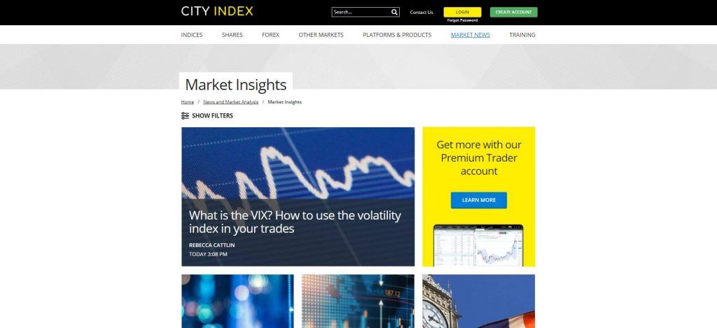 sezione market insight di city index