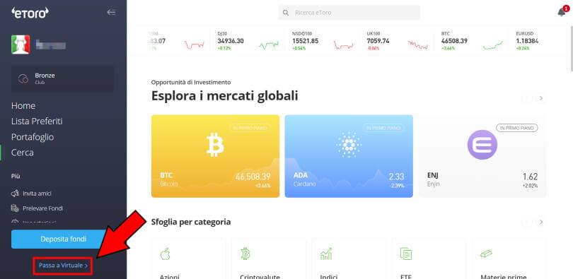 screenshot del link di attivaizone conto demo