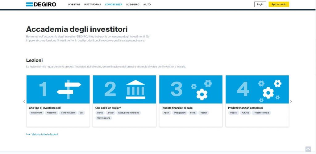 sezione accademia degli investitori di degiro