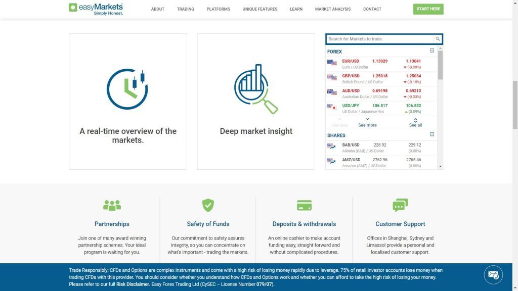 caratteristiche offerte dal broker easymarkets