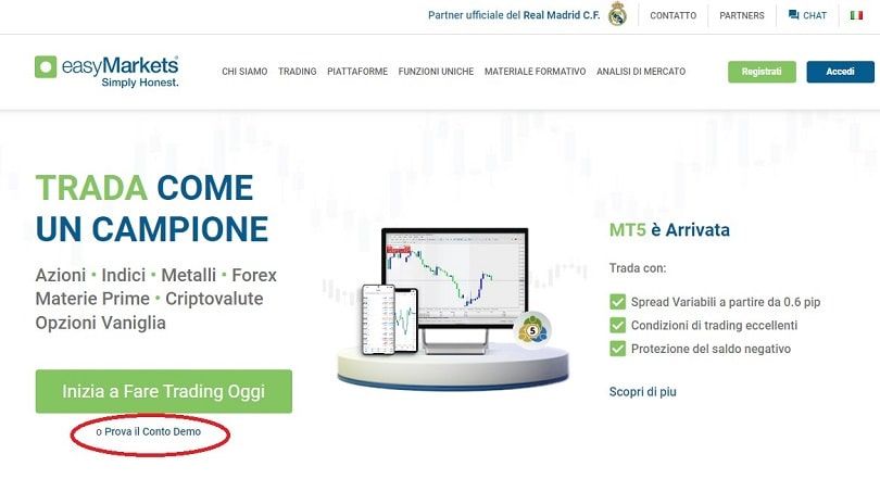 easymarkets opzione prova il conto demo