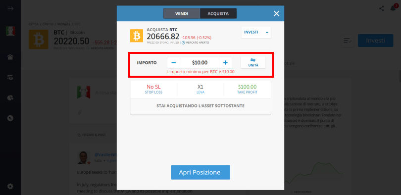 Come selezionare le unità su etoro
