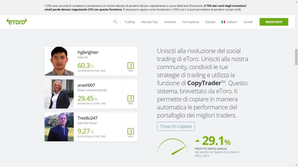 Unisciti al programma di Social Trading di eToro