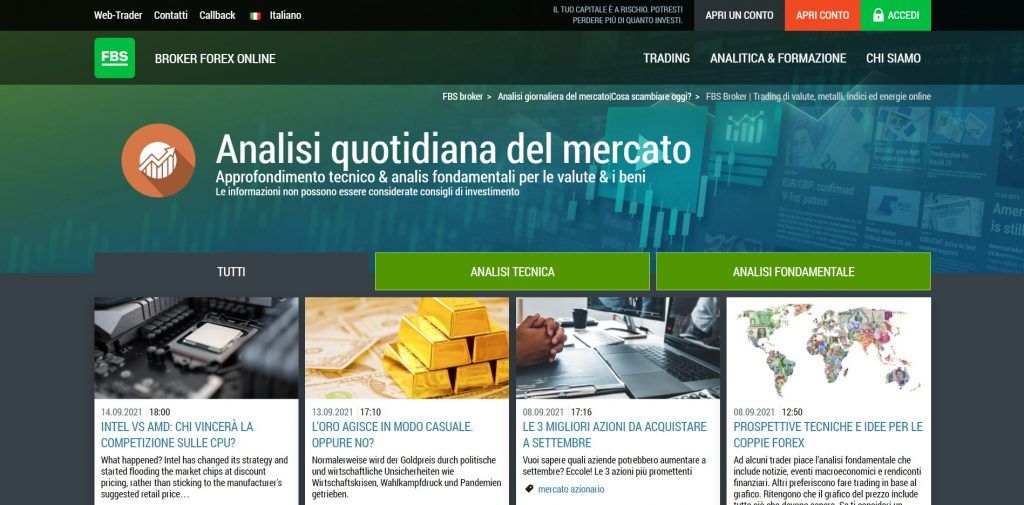 Ottieni un'analisi quotidiana del mercato con FBS