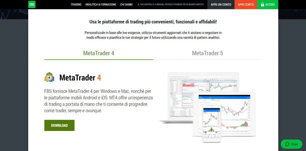 Usa la piattaforma più popolare di MetaTrader con FBS