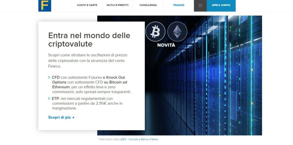 Fai il trading di criptovalute con Fineco