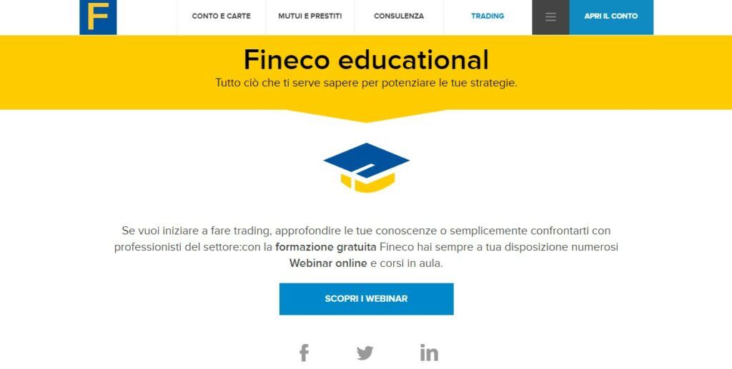 Sezione educational di Fineco per imparare a fare trading