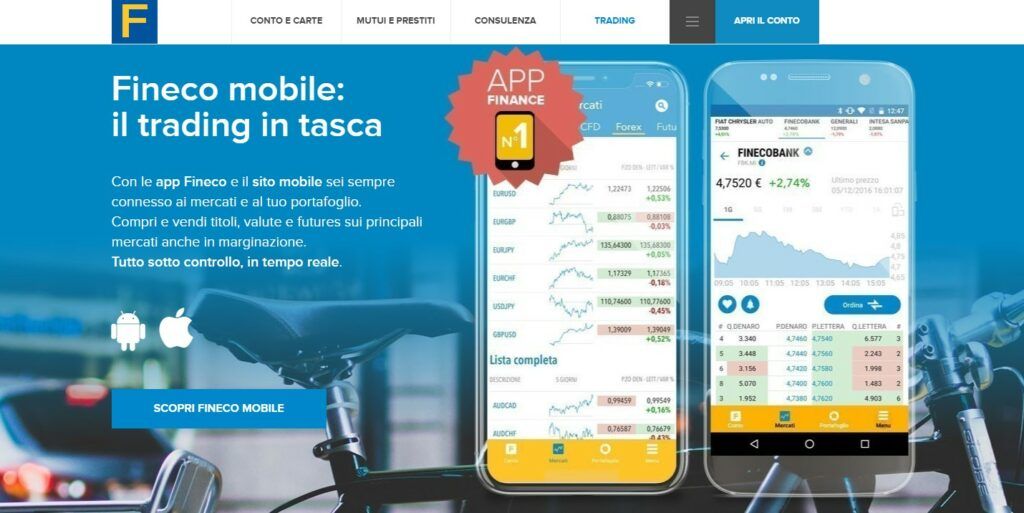 Fai trading con la app mobile di Fineco