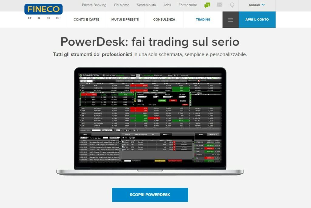 Fai trading con la piattaforma PowerDesk di Fineco