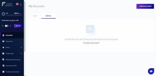 fusion markets crea demo