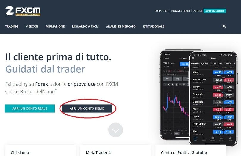 fxcm opzione apri un conto demo