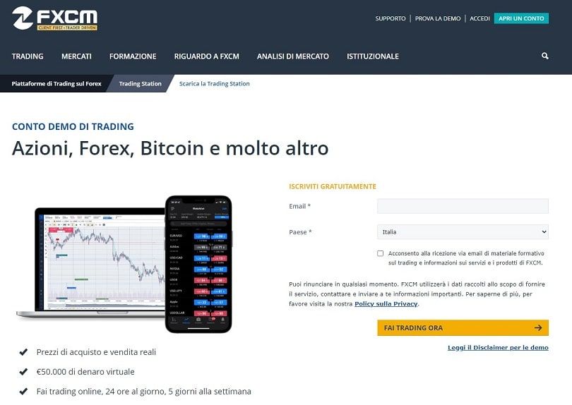 fxcm registrazione per il conto demo