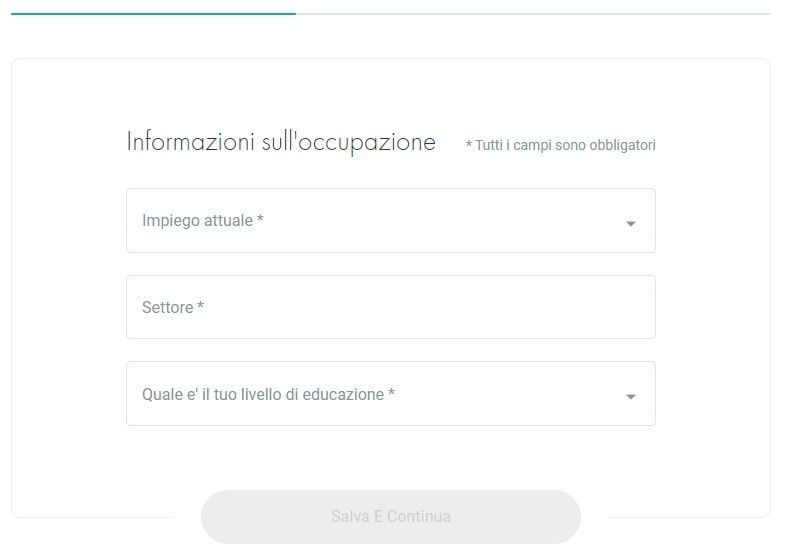 fxpro dati sulla tua occupazione per creare il tuo conto demo