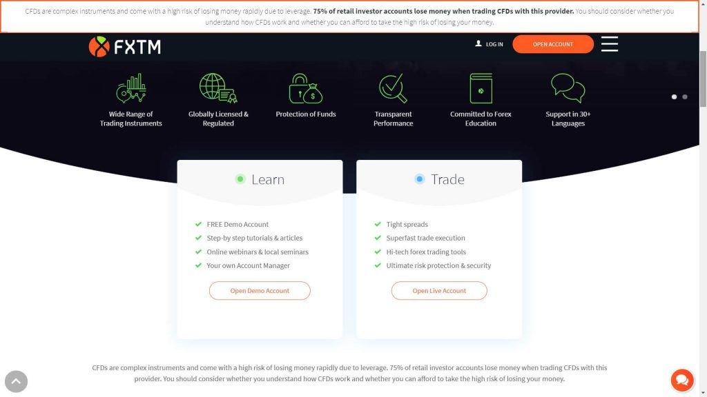 Le caratteristiche di trading con FXTM