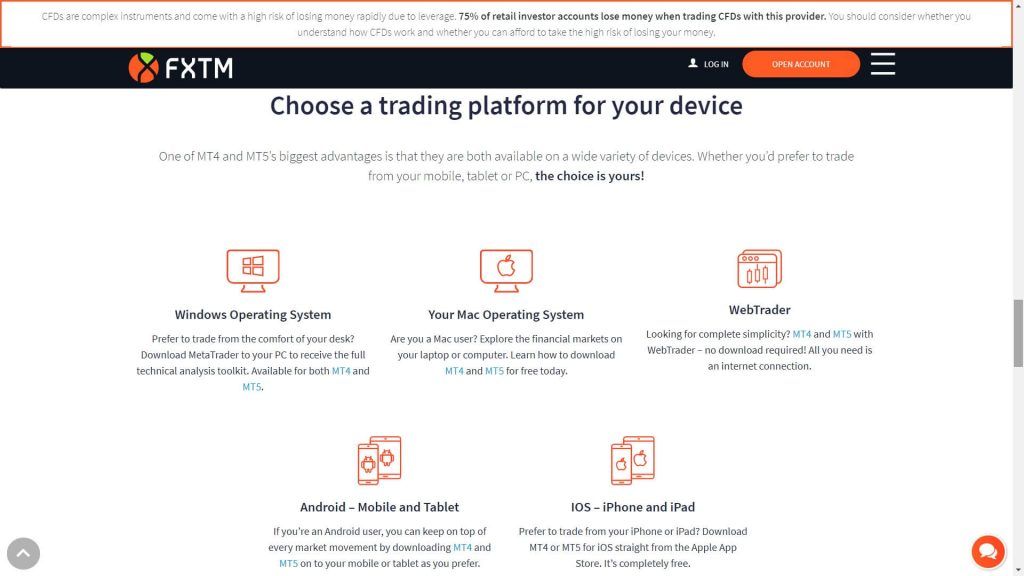 Le piattaforme di trading disponibili su FXTM