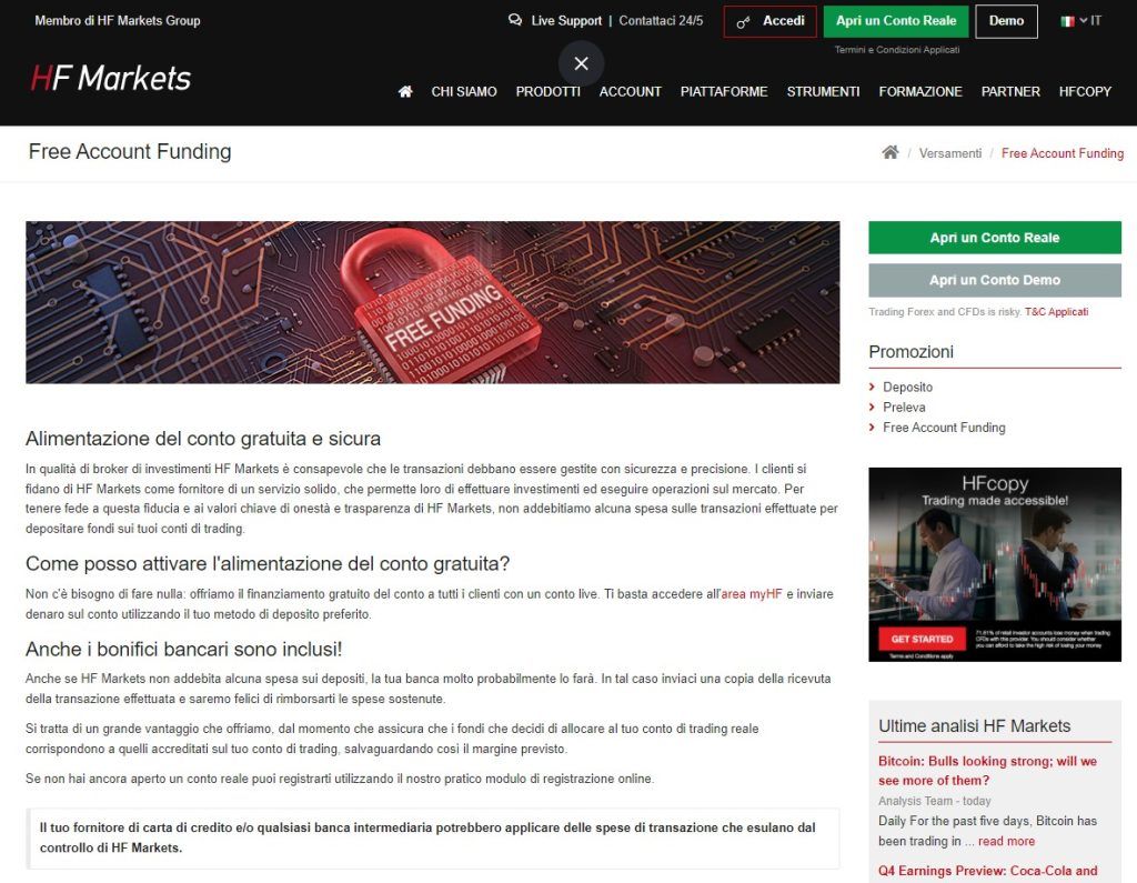 hf markets depositare