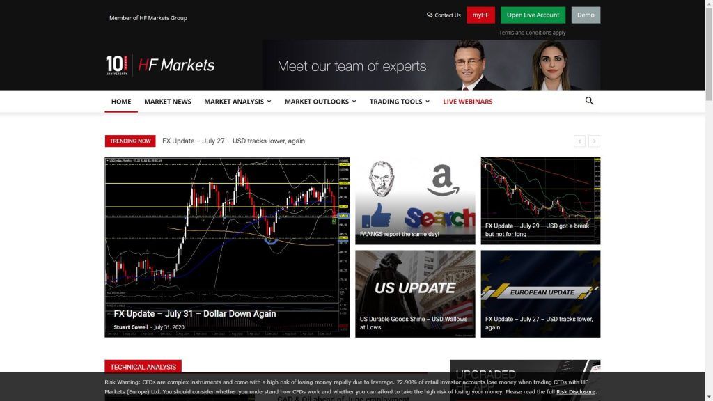 Sezione di HotForex dedicata alle analisi sui mercati
