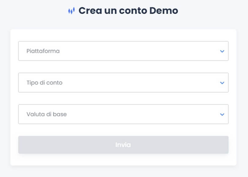 Schermata di personalizzazione del tuo conto demo con HYCM