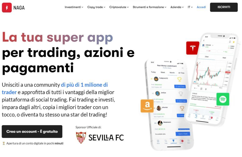 La pagina principale del sito di Naga