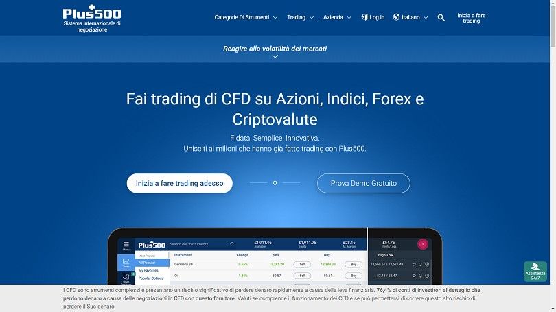 plus500 cancella account homepage assistenza