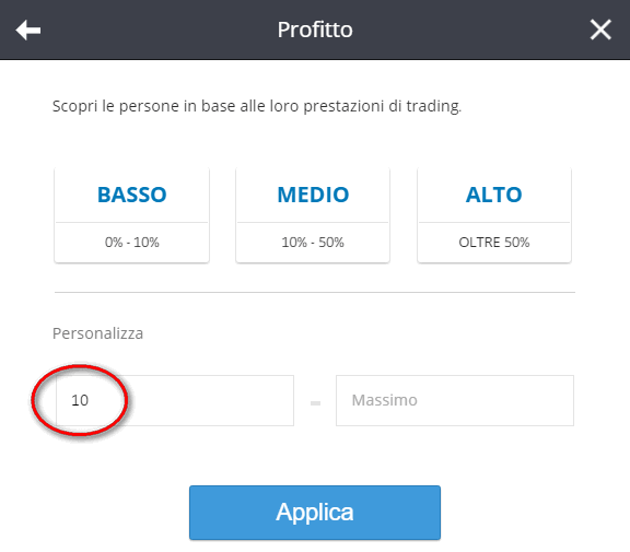 ricerca trader etoro filtro 3