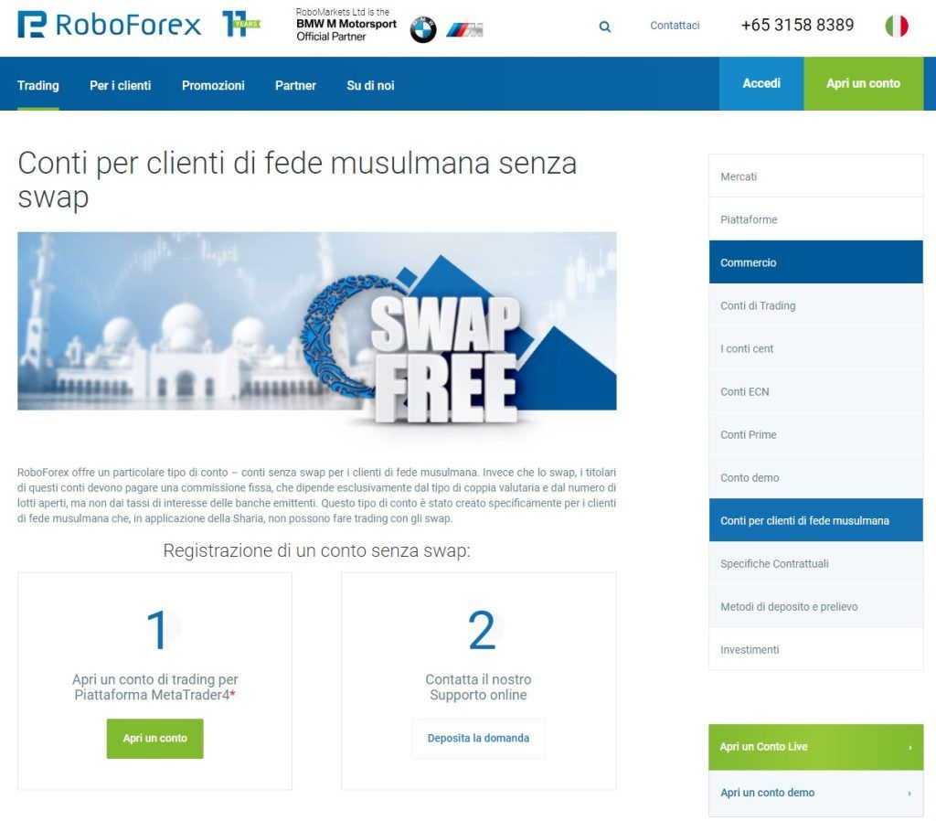 Presentazione del conto islamico di Roboforex