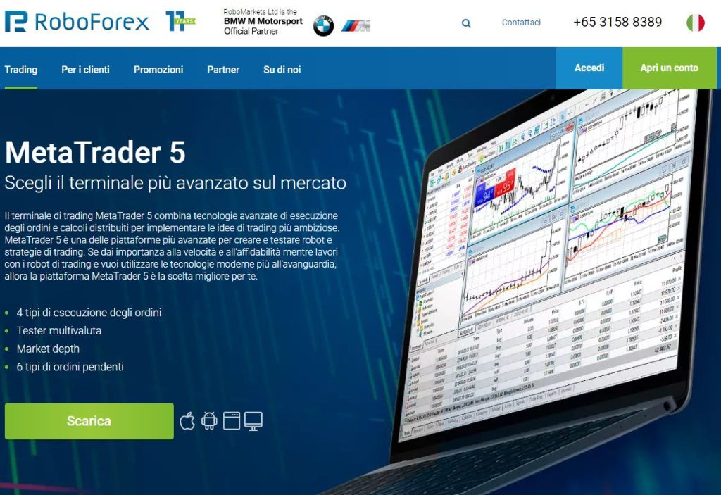 Piattaforma MT5 di Roboforex