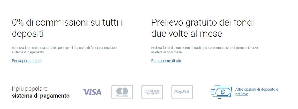 Depositi e prelievi con Robomarkets