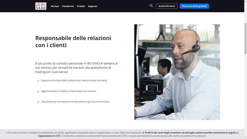 supporto clienti di saxo bank