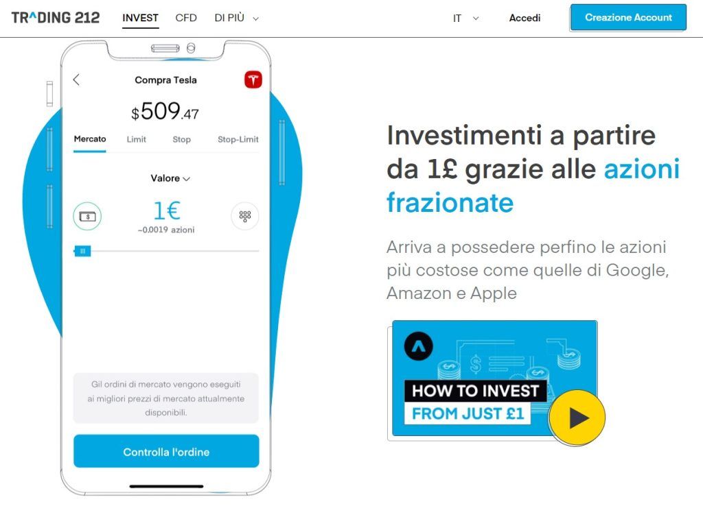 Investi in azioni frazionate con Trading 212