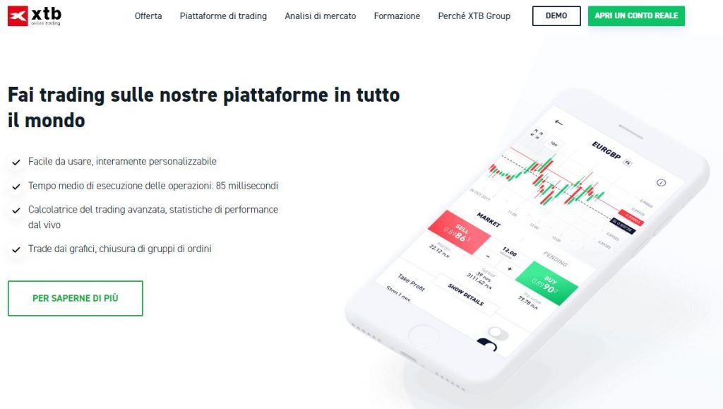 Dettagli sulla piattaforma di trading di XTB