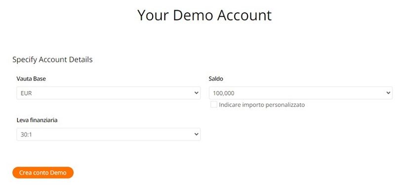 Personalizza il tuo conto demo ZuluTrade
