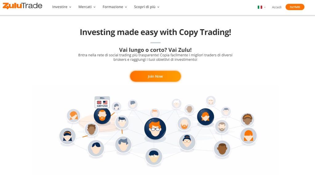 Pagina principale del sito di ZuluTrade