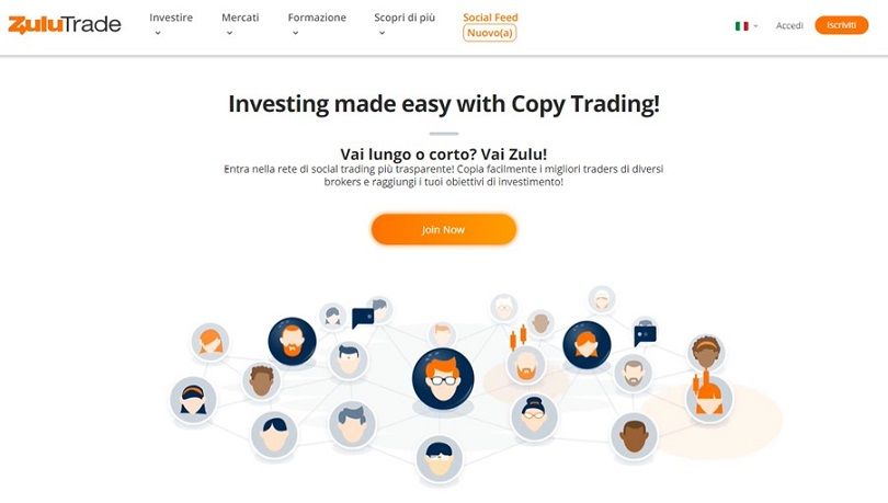 Apri il tuo conto demo dalla homepage del sito di ZuluTrade