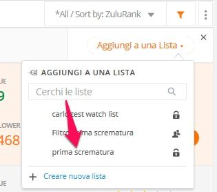 zulutrade ricerca avanzata seleziona lista
