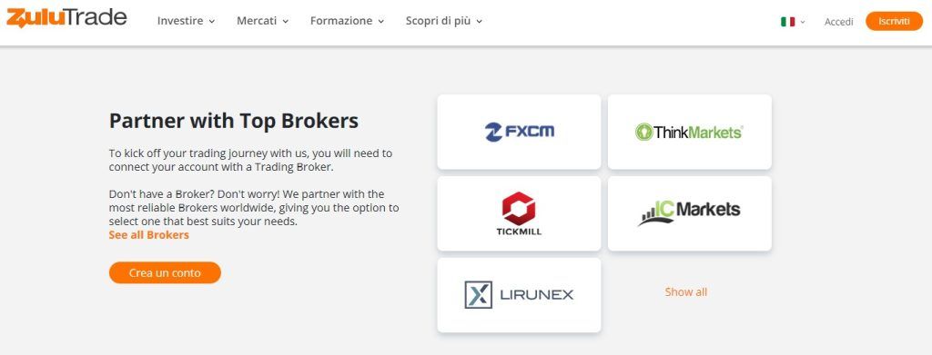I maggiori broker che collaborano con ZuluTrade